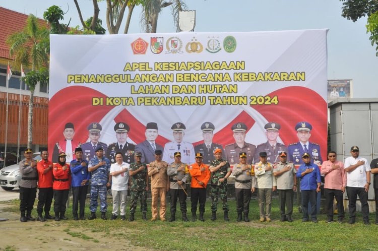 Wakili Dandim 0301/Pbr, Pasiops Hadiri Apel Siaga Karhutla Kota Pekanbaru Tahun 2024