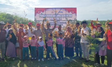 Polsek Tambang Dukung Swasembada Pangan Lewat Panen Raya Jagung Serentak di Desa Kampa
