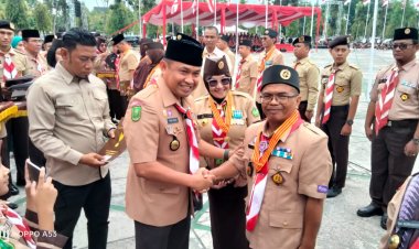 Wakili Danrem, Kasdim 0301/Pbr Hadiri Upacara Peringatan Hari Pramuka ke-64 Tingkat Provinsi Riau