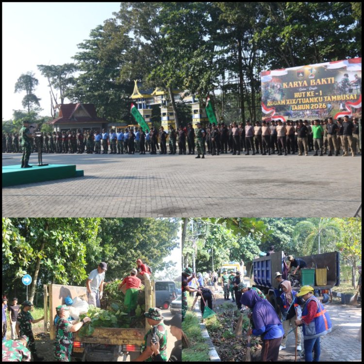 Dandim 0301/Pekanbaru Hadiri Apel Karya Bhakti HUT ke-1 Kodam XIX/TT